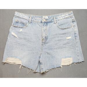 White Birch‎ Womens XL High Waisted Distressed Blue Jean Shorts 34" Waist